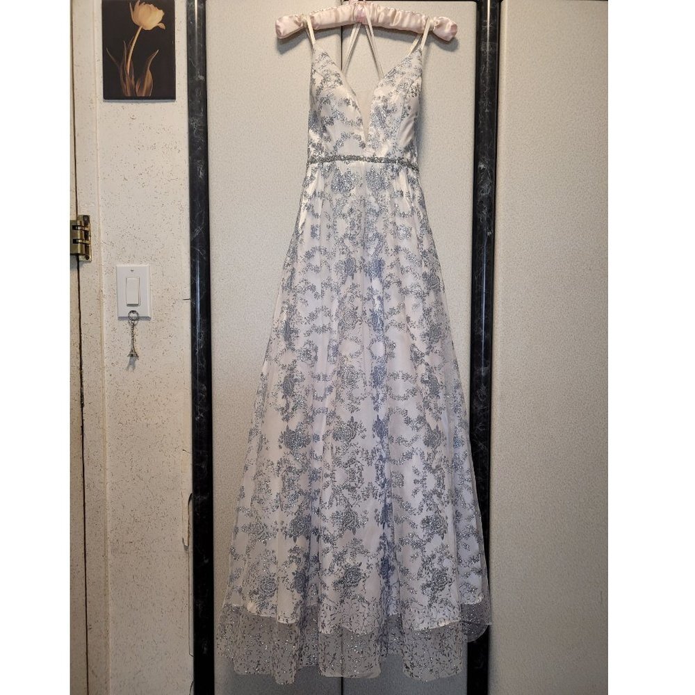 Maxi Floral Ballgown, Open Back Prom Party Dress, size 4P - Picture 4 of 8